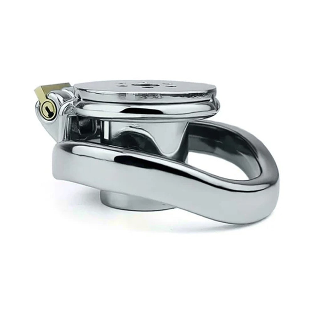 Unlock profound submission with our inverting cock cage, featuring a urethra penis plug. Perfect for standard BDSM play, it wears like a handcuff, hiding your desires while tied securely in place.