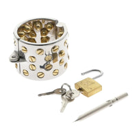 Embrace dominance with the spiked cage, providing a macho aesthetic for alpha play while exploring beta submission. Ideal for diverse cbt penis scenarios.
