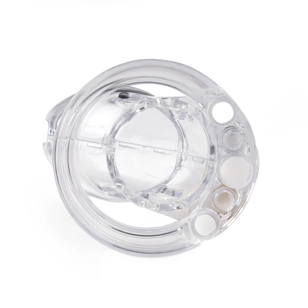 Sneaky and discreet, this clear plastic mini penis cage provides a perfect fit beneath your clothes. Track your submissive progress as your dirty desires remain securely locked away. Ideal for any boy embracing chastity, this extreme male device ensures comfort while keeping you in check.