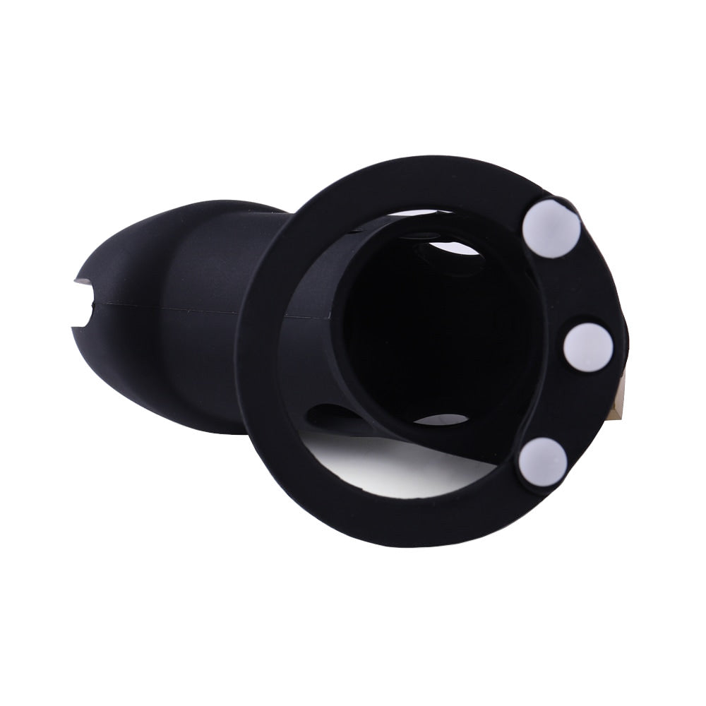 Decide to embrace control with our black silicone chastity cage, perfect for teasing sessions. Finding the right fit is easy when choosing from multiple sizes. Ventilated for comfort, it lets you explore restraint with confidence.