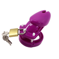 Unlock the thrill of anticipation with this magenta plastic cage, where pleasure and control intertwine. Lightweight with easy cleaning, it keeps things drip-free and discreetly secure.