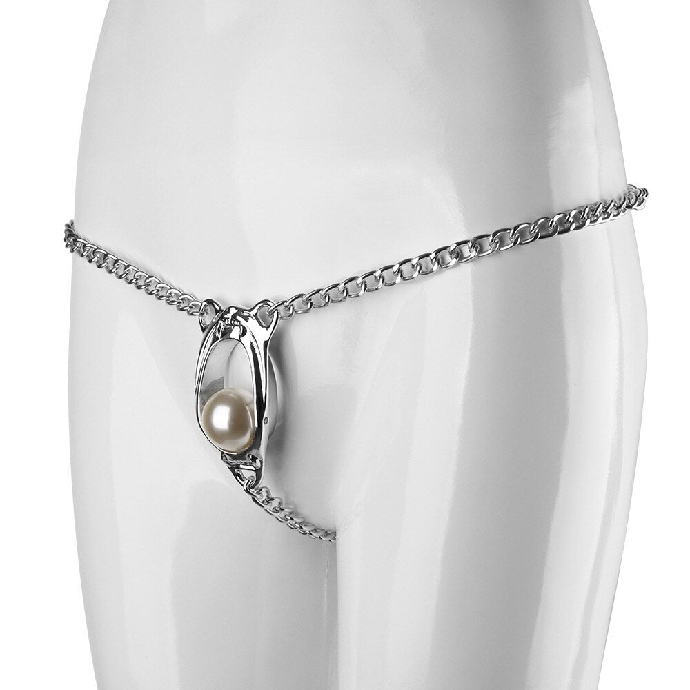 Pearled Chain Female Chastity Device Belt