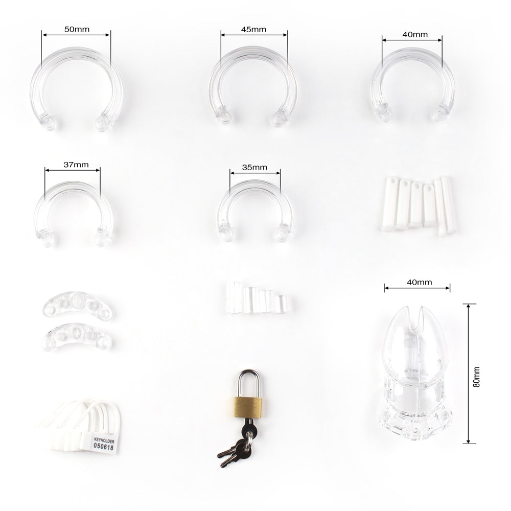 Enhance your submissive journey with this clear plastic cock cage. Designed for those embracing feminine energy, it offers sadistic control for any loser cuck. Tailored for extreme comfort and security, the lightweight device allows keyholders to enjoy visual dominance.
