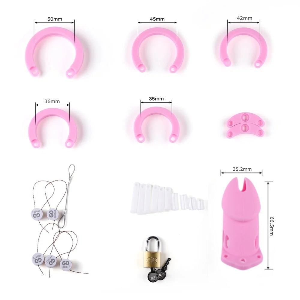 Achieve ultimate comfort with our hypoallergenic silicone chastity cage, designed for growers and uncircumcised users. The lightweight design works discreetly, preventing pullouts. Customize with multiple options for perfect control.