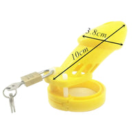 Yellow Silicone Bellied Sissy Male Chastity Device