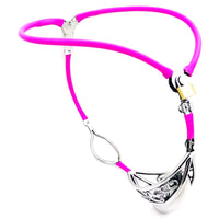 Experience ultimate control with this large metal belt featuring a secure G-string design. Tuck everything into place comfortably while adjustable hoops and strings ensure the perfect fit. Enhance your play with stocking attachments and sock-like comfort.