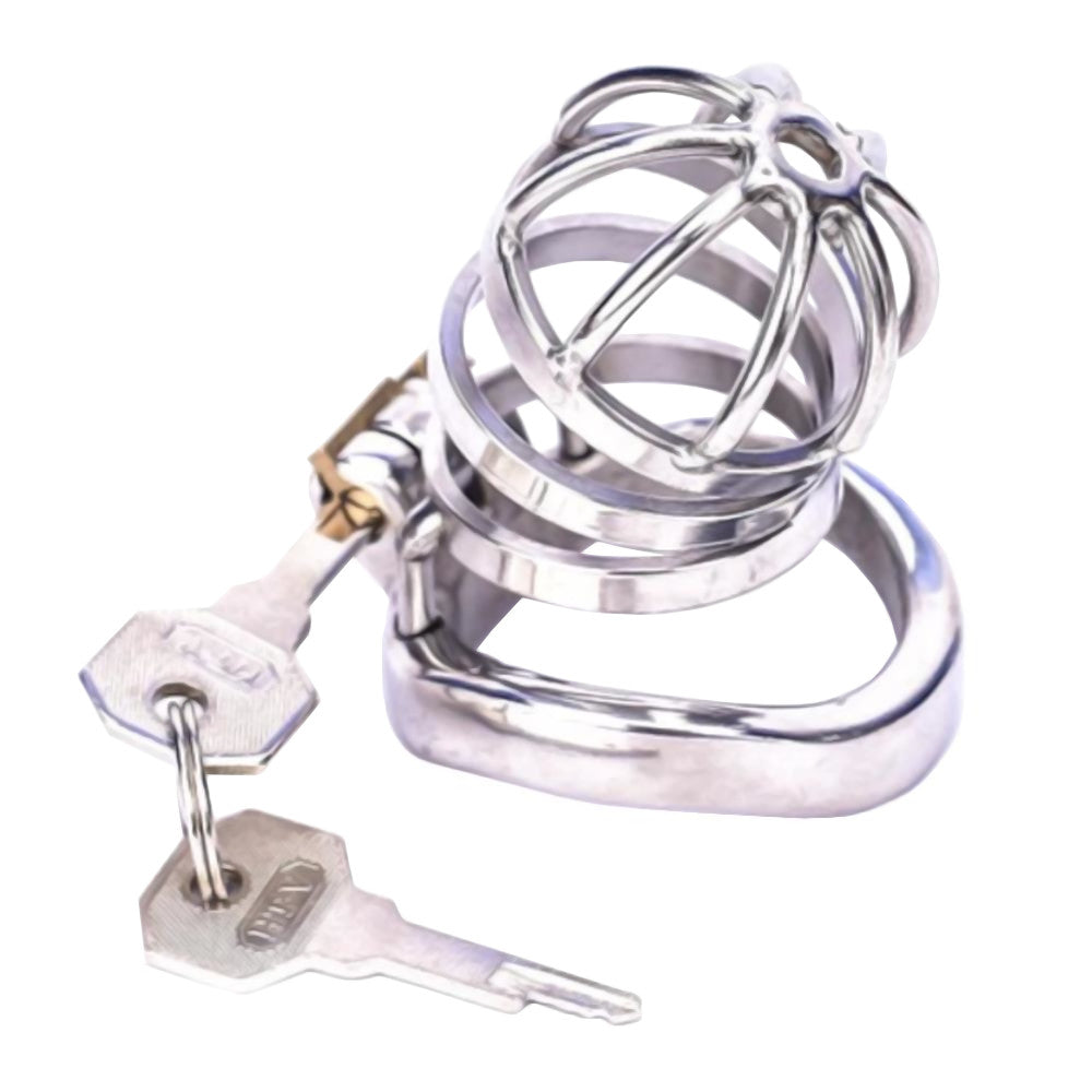 This stainless steel chastity cage is perfect for lovers exploring SPH and humiliation. As your Dom watches, the spiral design securely encloses, reminding you of your submission.