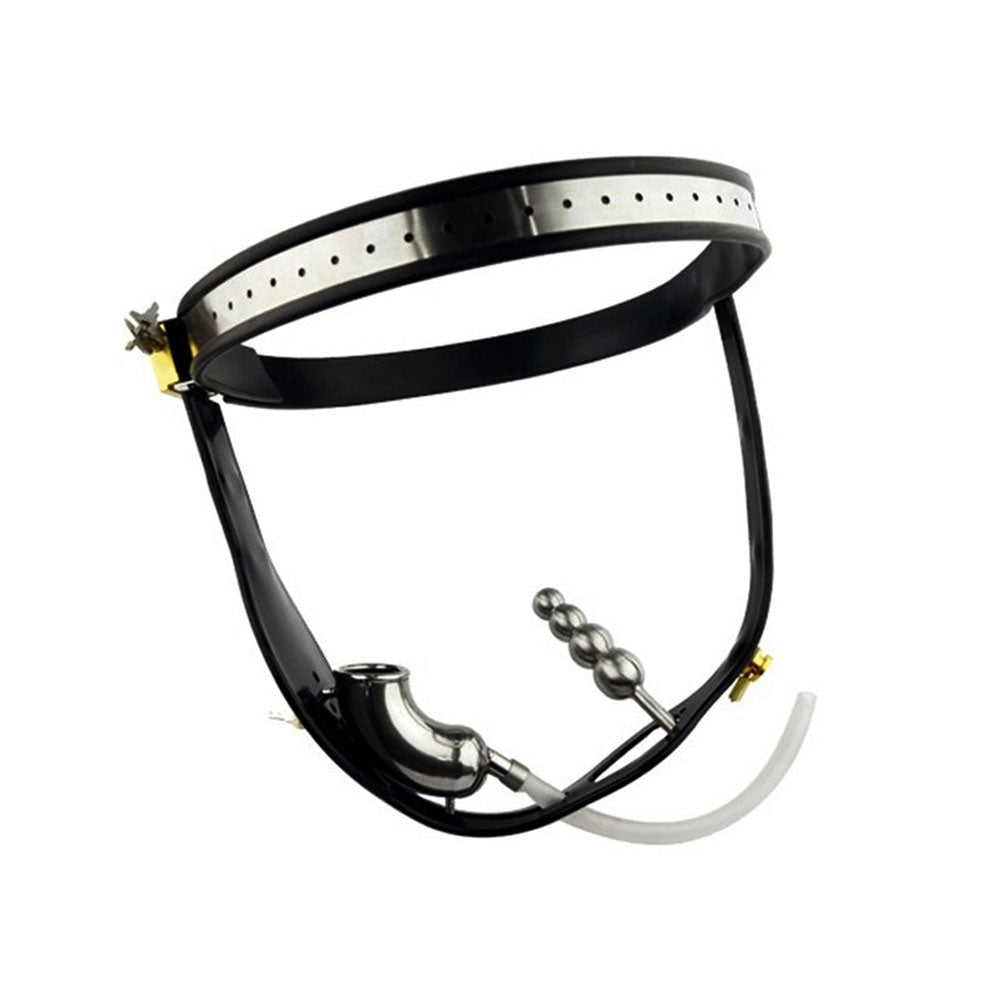 Married life got more exciting with our steel penis. The Locked and Loaded Metal Belt with catheter penis is perfect for punishment and spanking play. Experience the thrill of punishments together!