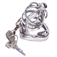 This stainless steel cock is a jewelry-like masterpiece, straight yet unremovable. Detained securely beneath its rivet, it elevates BDSM dynamics, blending style and control.