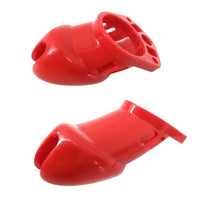 Don't miss out on the perfect chastity suit: our red plastic cage encases you like a spider's embrace. With vents and adjustable rings, it's no kidding the best. Quote: Ultimate comfort and control!