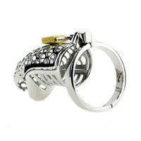 The Basilisk stainless steel penis cage combines secure incarcerator design with customizable fit. This cock cage, featuring gatling ring options, ensures comfort and psychological allure.