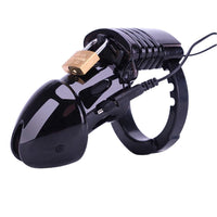 Dive into BDSM with this electric cock cage perfect for boyfriend adventures. Experience electrosex scenarios from books, as this cage illustrates control and power dynamics.