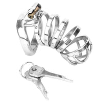 Embrace sissy chastity with our penis cage stainless steel device, built like an iron maiden. Open-wire design ensures comfort, multiple ring sizes for perfect fit, sleek print adds style.