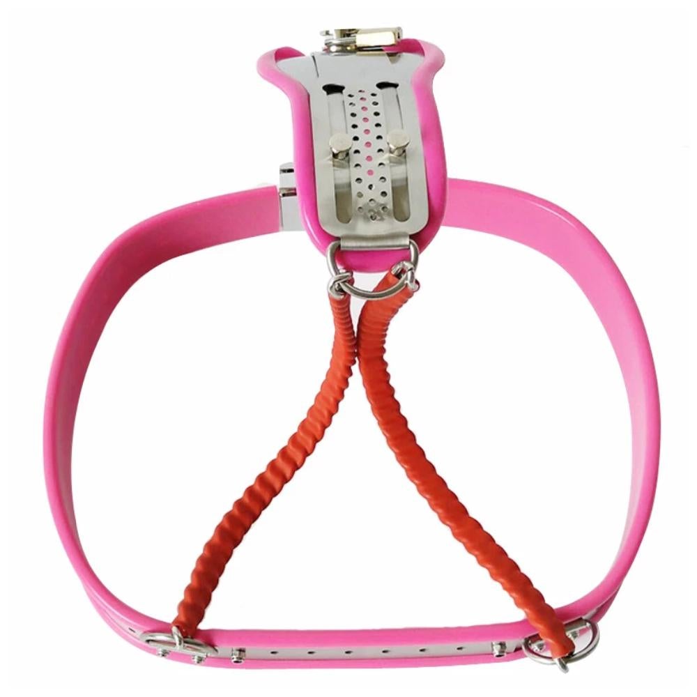 Claim complete ownership with our male belt a stainless steel that ensures he's locked for your pleasure. Pair with floral stockings, black heels, and a skirt to elevate your BDSM experience.