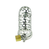 The Basilisk Metal cage, a unique Chastity long masterpiece, blends artistry with unbreakable durability. Its stable design features adjustable rings for a custom fit, embodying strength and control.