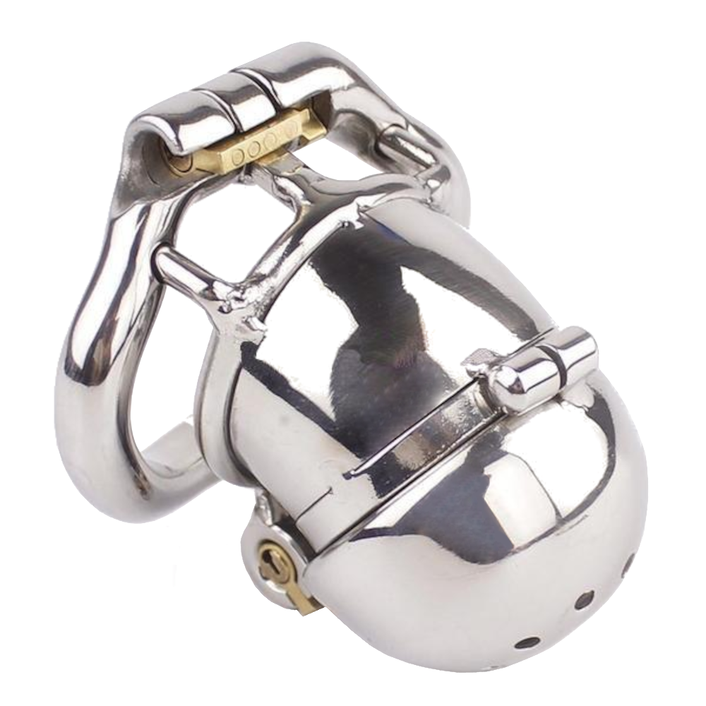 Experience heightened sensations with our stainless steel cock cage. This spiky, double-sided device takes you through stages of orgasm control, keeping your cock securely restricted for ultimate pleasure.
