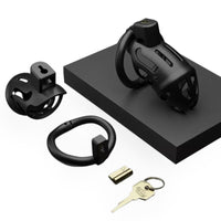 Experience ultimate Chastity with our custom-fit black cage. The lightweight resin body feels almost invisible on the body penis, yet offers strong security. Stainless steel lock and minimal metal make it ideal for passing detectors. Enjoy comfort with ergonomic design.