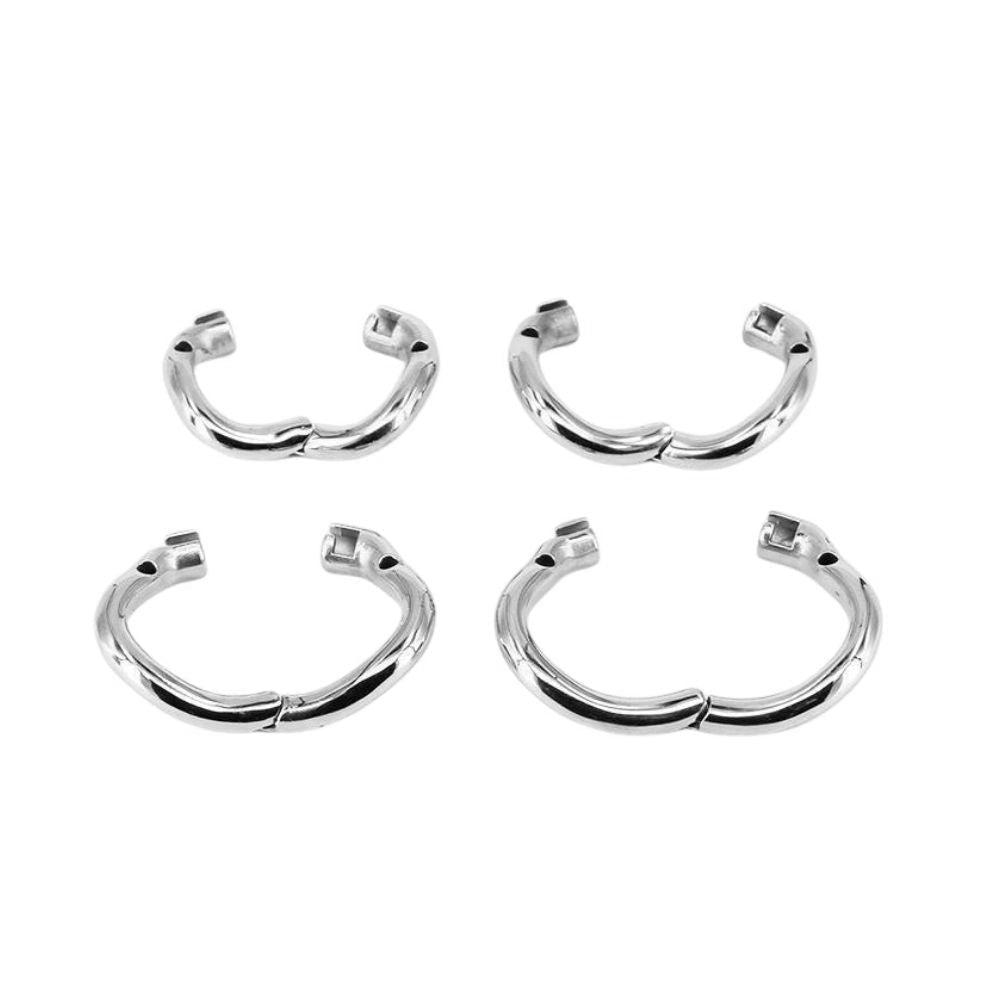 Secure your smaller anatomy with our metal penis cage base rings. Designed for discretion under clothes, these snug-fitting rings embrace your testicles, preventing discomfort or slippage. Ideal for the cuckold penis, enhancing both comfort and security.