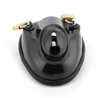 Flat dick cage pics show extreme dick restraint with PVC build, secure cap, and padlocks. Featuring embossed logo and discreet design, perfect for feminization or BDSM scenarios.