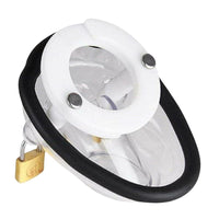 Unlock true submission with this black silicone penis cage. Wear discreetly under shorts, secure with two padlocks. Perfect for locker storage, ensuring control near or far.