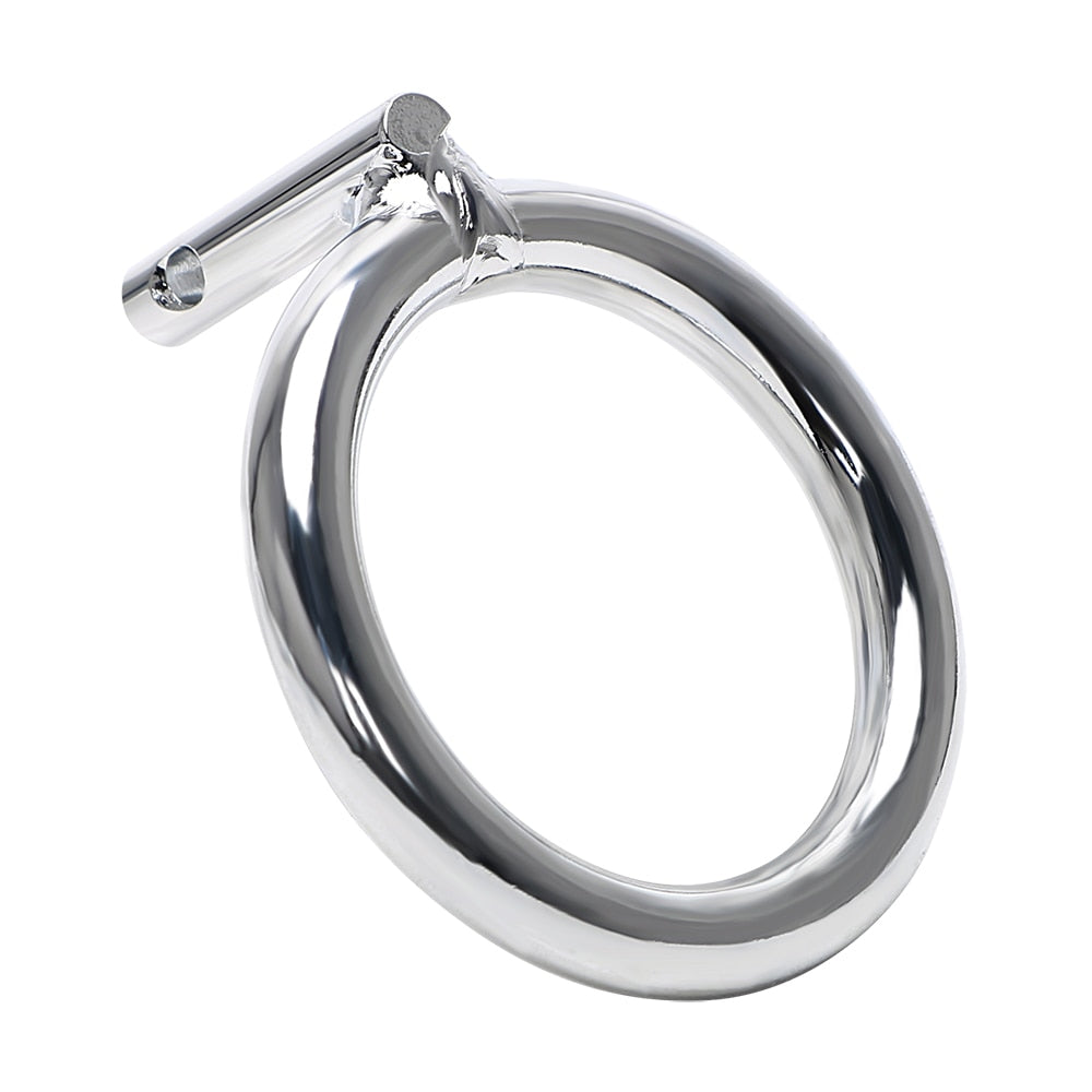 Experience unmatched comfort in your flat chastity cage; our stainless steel rings outshine plastic. The solid base, compatible with lube, won't trigger detectors, providing secure wear.