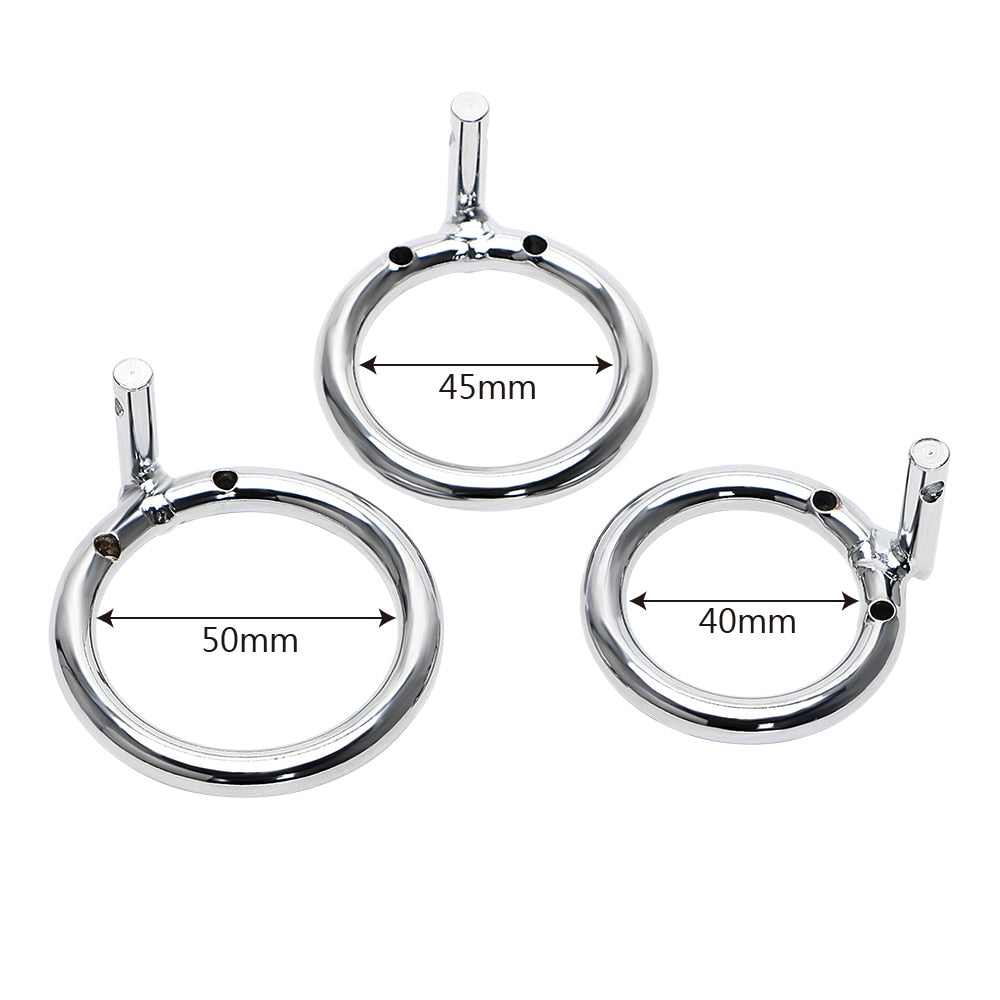 Discover unmatched security and comfort with our stainless steel accessory cock rings designed for the metal penile cage. These ergonomic, fit-customizing rings keep your cuckold dick secure, even down to the largest base spacer.