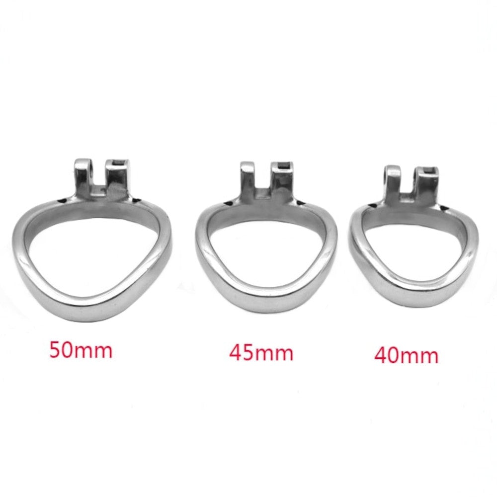 The versatile metal chastity accessory ensures unrivaled comfort and style. With sizes up to 2", this stainless steel ring securely fits the base, minimizing swelling for testicles. Its sleek color amplifies its appeal as a dick cage negative solution.