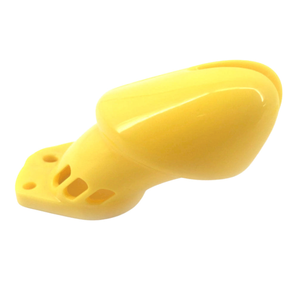 Yellow Silicone Bellied Sissy Male Chastity Device