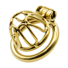 Trapped in this golden jail, your desires spiral into luxurious restriction. Solve discomfort problems with its open design, offering a vice-like hold yet highlighting your nub elegantly.
