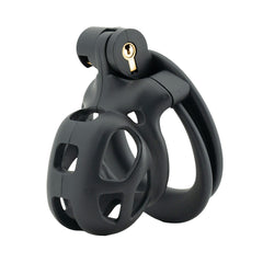 Unlock a new realm of control with the Dark Cobra Male cage. This sleek device crowns your experience, secured with a discreet screw. Its innovative design features thorn-like textures, preventing bigger distractions and embodying the stealth of a cobra.