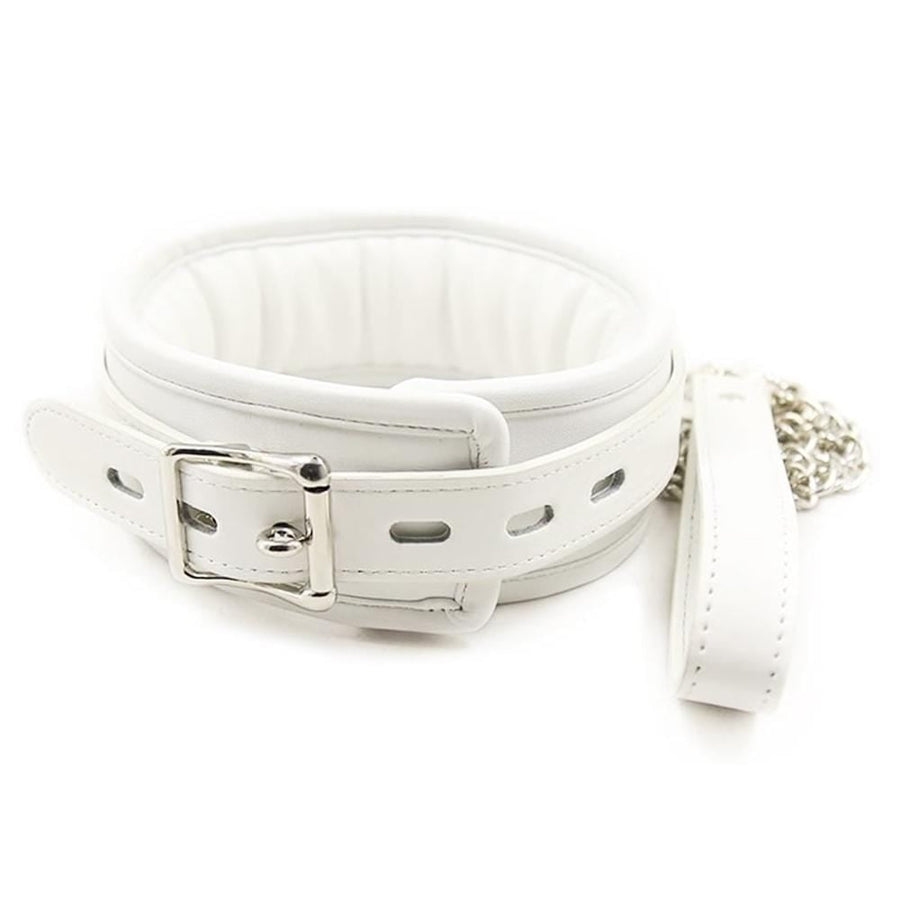 Classy White Collar With Leash