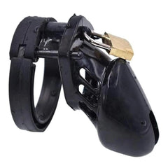 Experience control with our Small device a mini cage 1.96 inches long with insertable inner length and attachable design. Made from lightweight plastic with air vents and padlock for comfort and security. Complements intimate accessories like dildos.