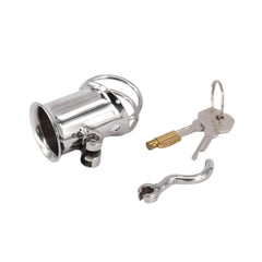 Experience unremovable restraint with our stainless steel dick. Designed for safety, this set includes a Prince Albert lock for secure wear even through airport travel. Embrace ultimate control.