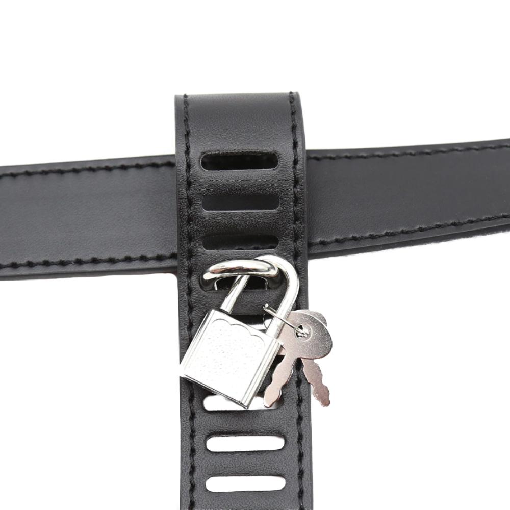 Leather Chastity Cage Belt