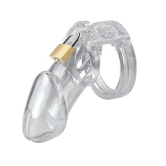Experience a new level of submission with our transparent plastic chastity cage designed for males under the guidance of their mistress. This kit reinforces her supremacy, solidifying the bond between mistress and slave, and ensuring obedience among all devoted slaves.