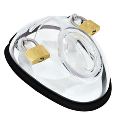 Crafted for roleplay lovers, this resin cage with rubber silicone cock rings ensures a snug fit, enhancing crossdressing fantasies while offering ultimate restraint and secure submission.