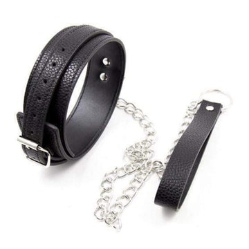 Black Petplay BDSM Slave Collar with Leash