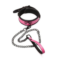 Good Girl Pink Leather Collar With Leash