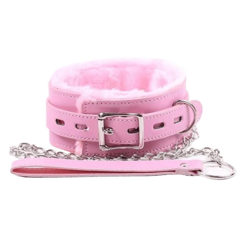 Sweet 'n Sexy Pink Leather Collar With Leash