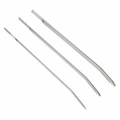 Reach deep pleasure with this stainless steel chastity kit urethral plug. Its curvy design explores hidden spots, whether you're on your knees or lap. Made from brushed metal, it's durable, easy to clean, and will drive you mad.